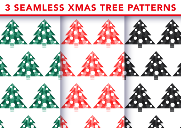 Minimalistic Xmas Tree Seamless Patterns