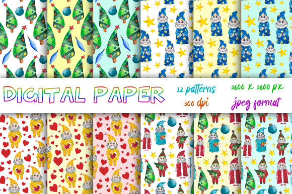 Patterns New Year Gnomes Watercolor: A Versatile Digital Design for Every Occasion